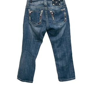 MISS ME Star Studded Bling Capri Denim Jeans Size 27